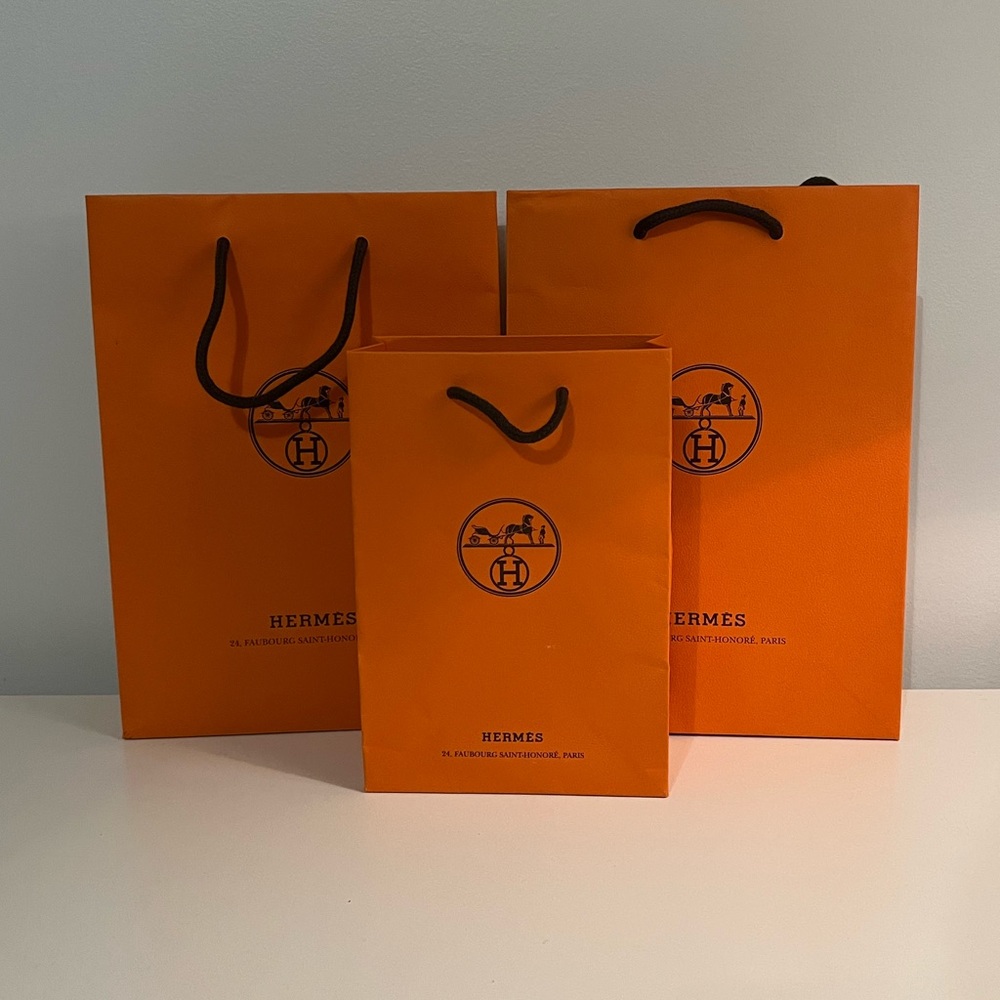 3 Hermes shopping bags